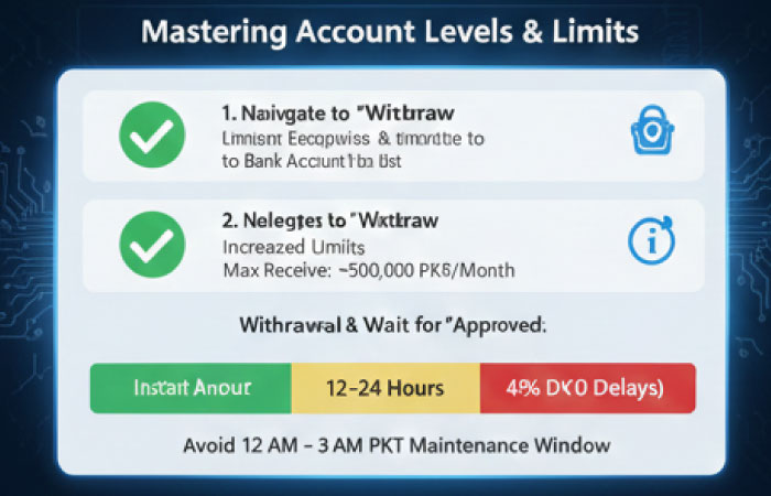 Explaining easypaisa account limits to withdraw and deposit in casino apps.