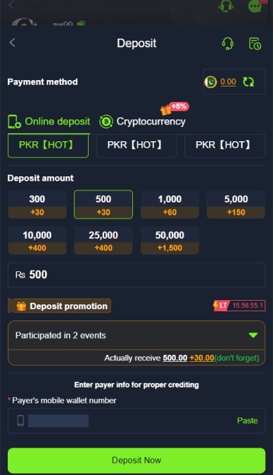 A screenshot of Deposit money screen of M666 Game taken while 7-days audit. featuring payment methods bonu a and our payment process for testing purpose.