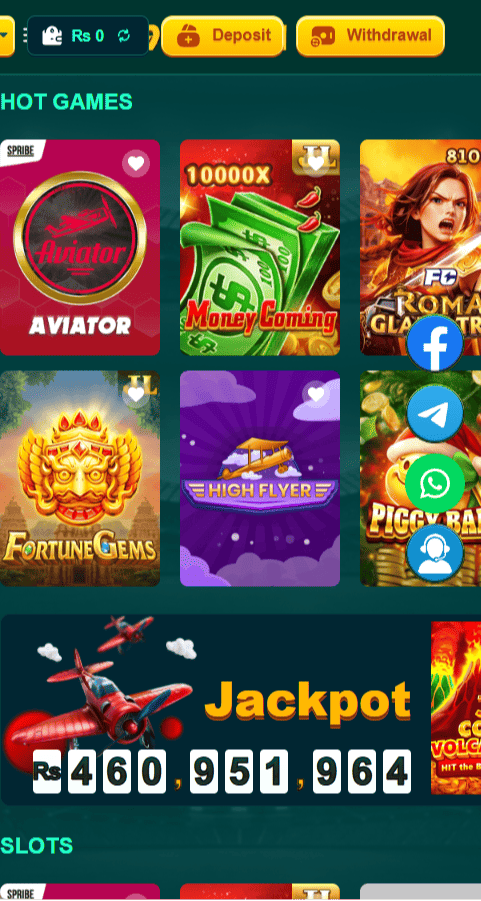 The WE999 Game app home screen featuring a "Hot Games" section with titles like Aviator, Money Coming, and Fortune Gems.